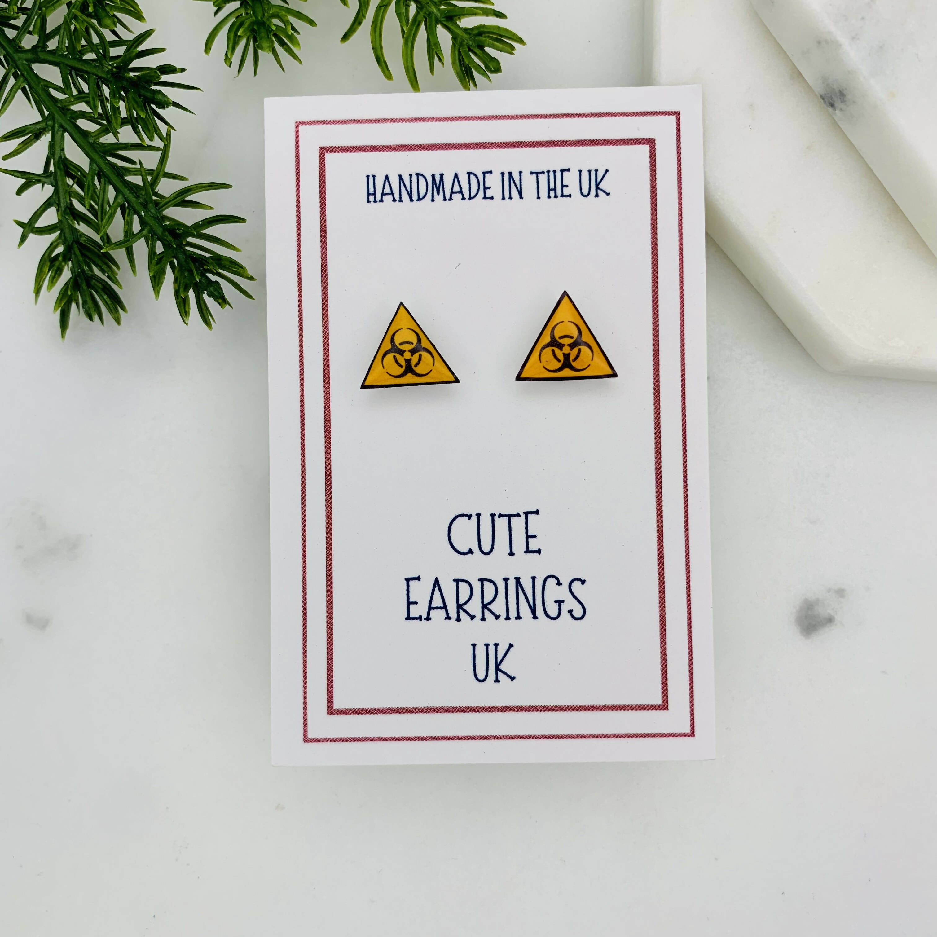 Bio Hazard Stud Earrings