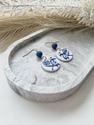 Blue China No. 2 - Handmade Polymer Clay Earrings