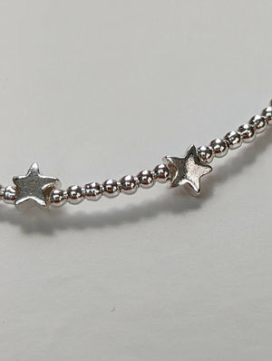 Sterling silver stars ultra skinny stacking bracelet - Handmade