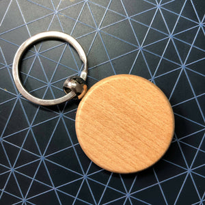 Hand Painted Dot Mandala Wooden Key Ring: Rainbow with Gold