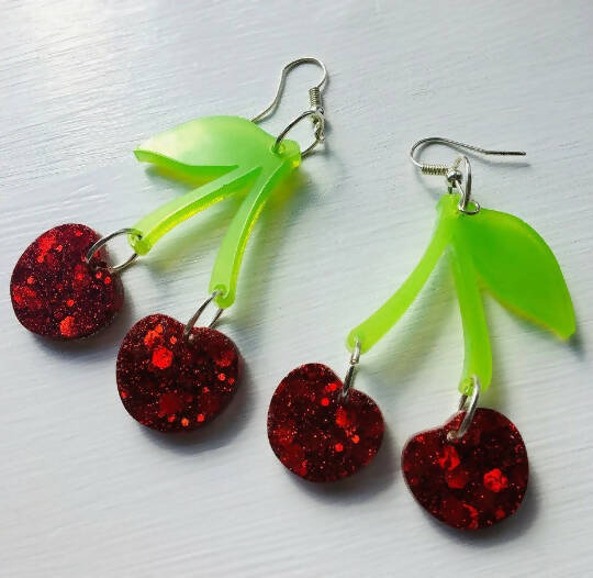 Sparkly Cherry Earrings