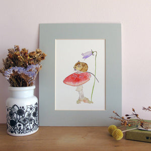 Mouse on toadstool Giclee print