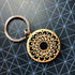 Hand Painted Dot Mandala Wooden Key Ring: Ebony Black with White