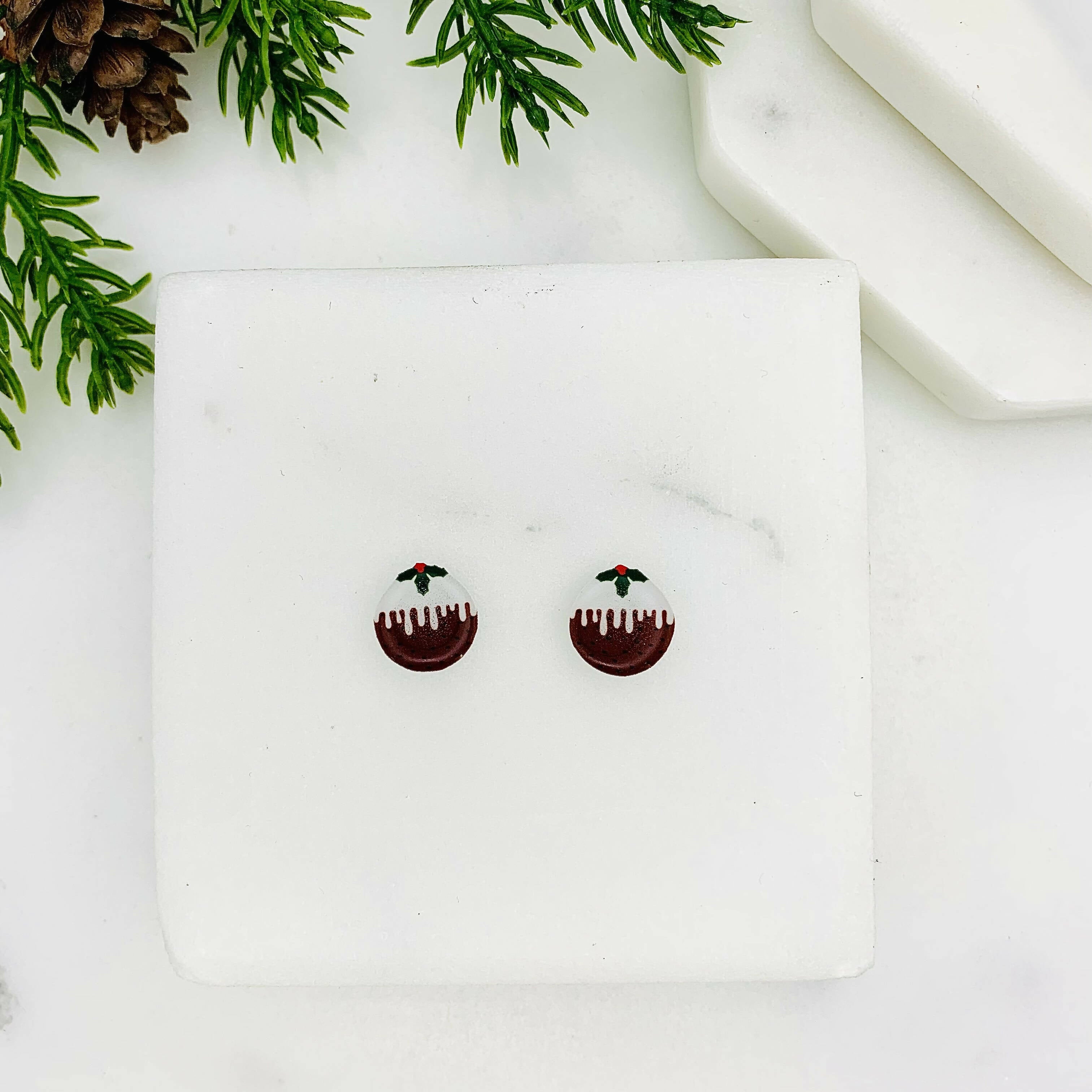 Christmas Pudding Stud Earrings