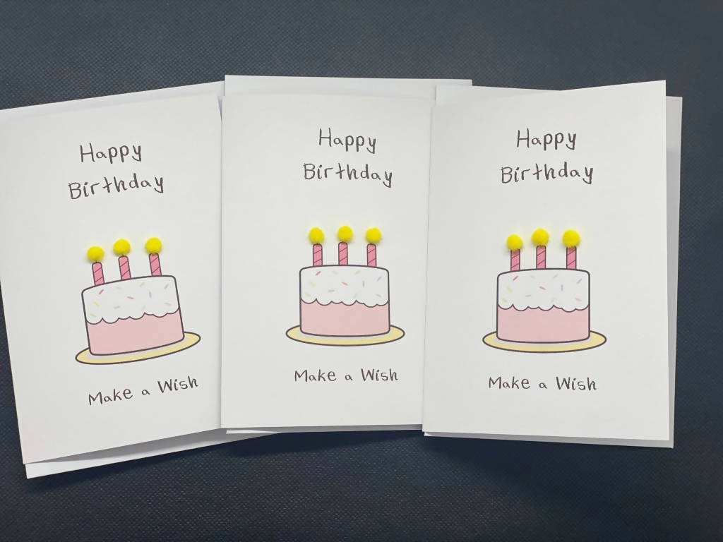 Make a Wish Birthday - Pom Pom greeting card