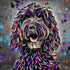 COCKAPOO DOG COLOUR SPLASH MOUNTED ARTWORK.