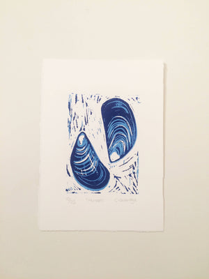 Mussels Lino Print