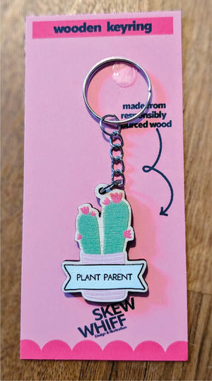 Plant Parent wooden keyring