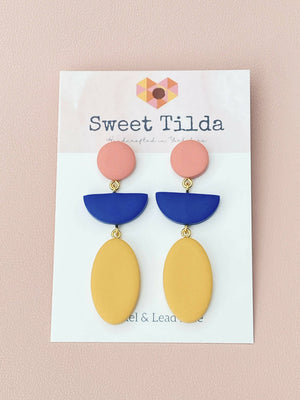 Bold Geo Statement Earrings - Polymer Clay