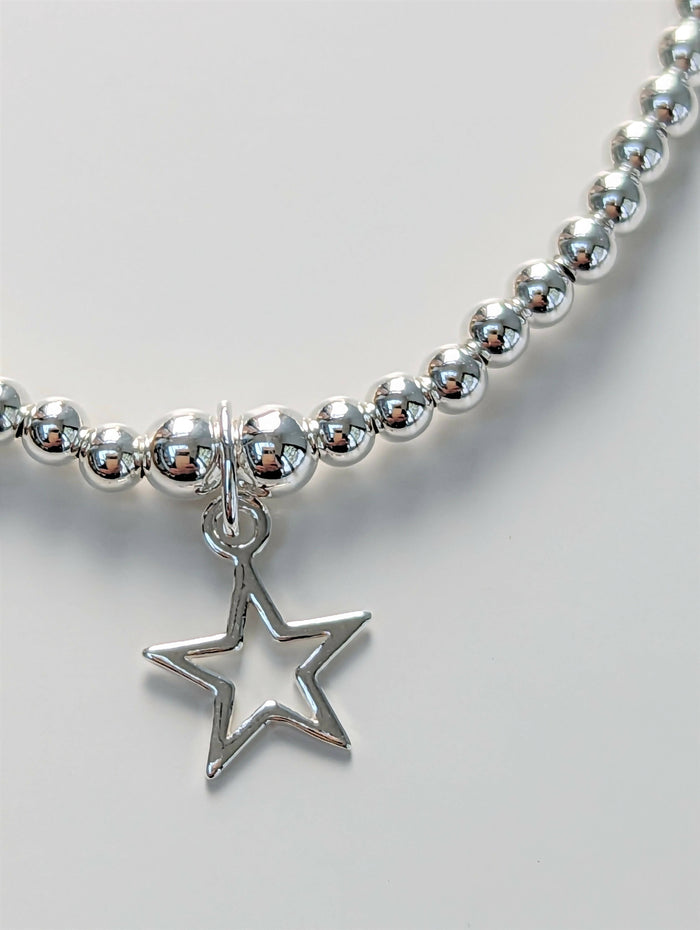 Sterling silver star charm stacking bracelet - Handmade