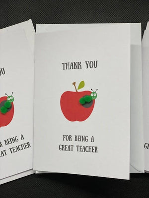 Thank you for being a Great Teacher - Pom Pom greeting card