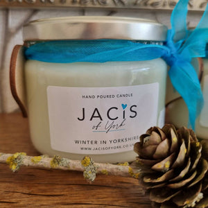 Jacis of York 250ml Eco Soy hand poured and hand decorated candle Winter in Yorkshire