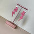 Flash Lightning Bolt Earrings in Light Pink Glitter