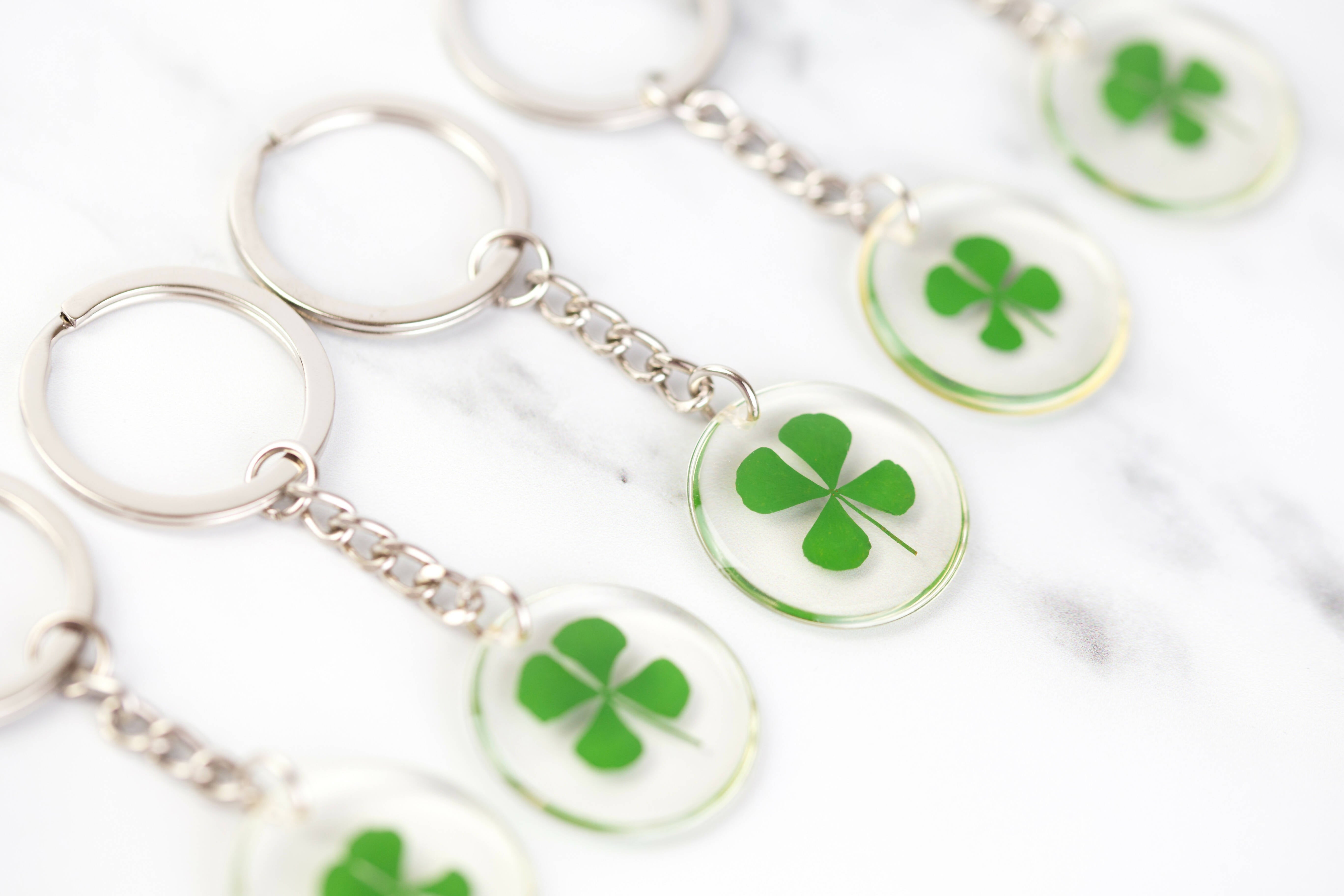 Real Pressed Four Leaf Clover Keyring for Good Luck | Art & Soul