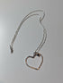 Sterling silver gemstone open heart necklace - medium - Handmade