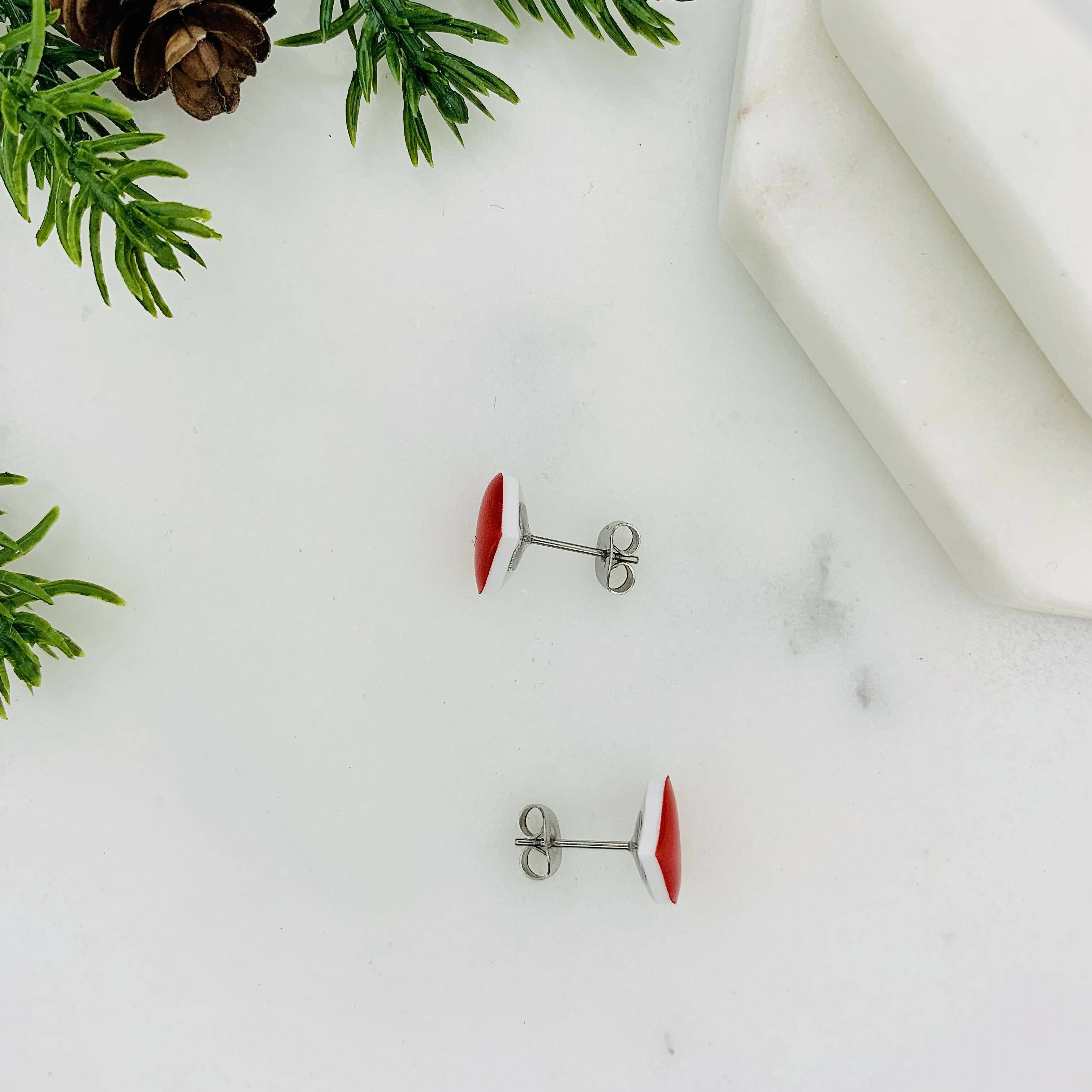 Red Heart Stud Earrings