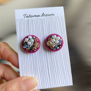 Crystal Embroidery Earrings {Round}