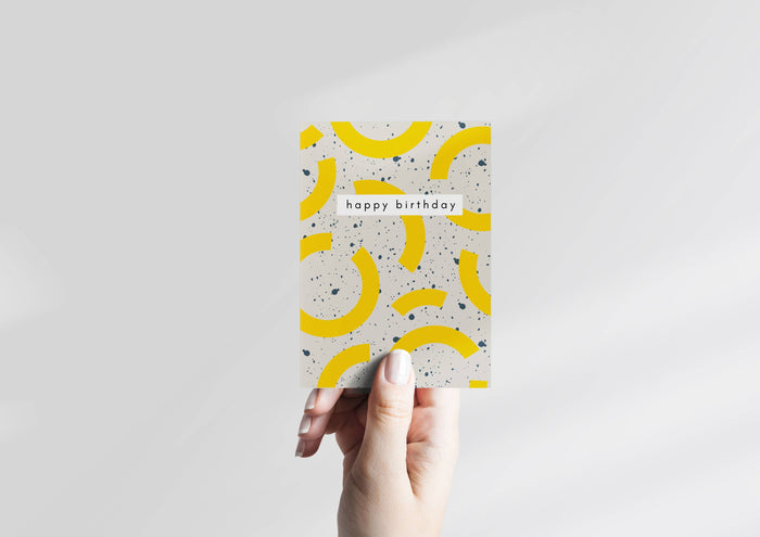 Yellow Arcs Abstract Birthday Card