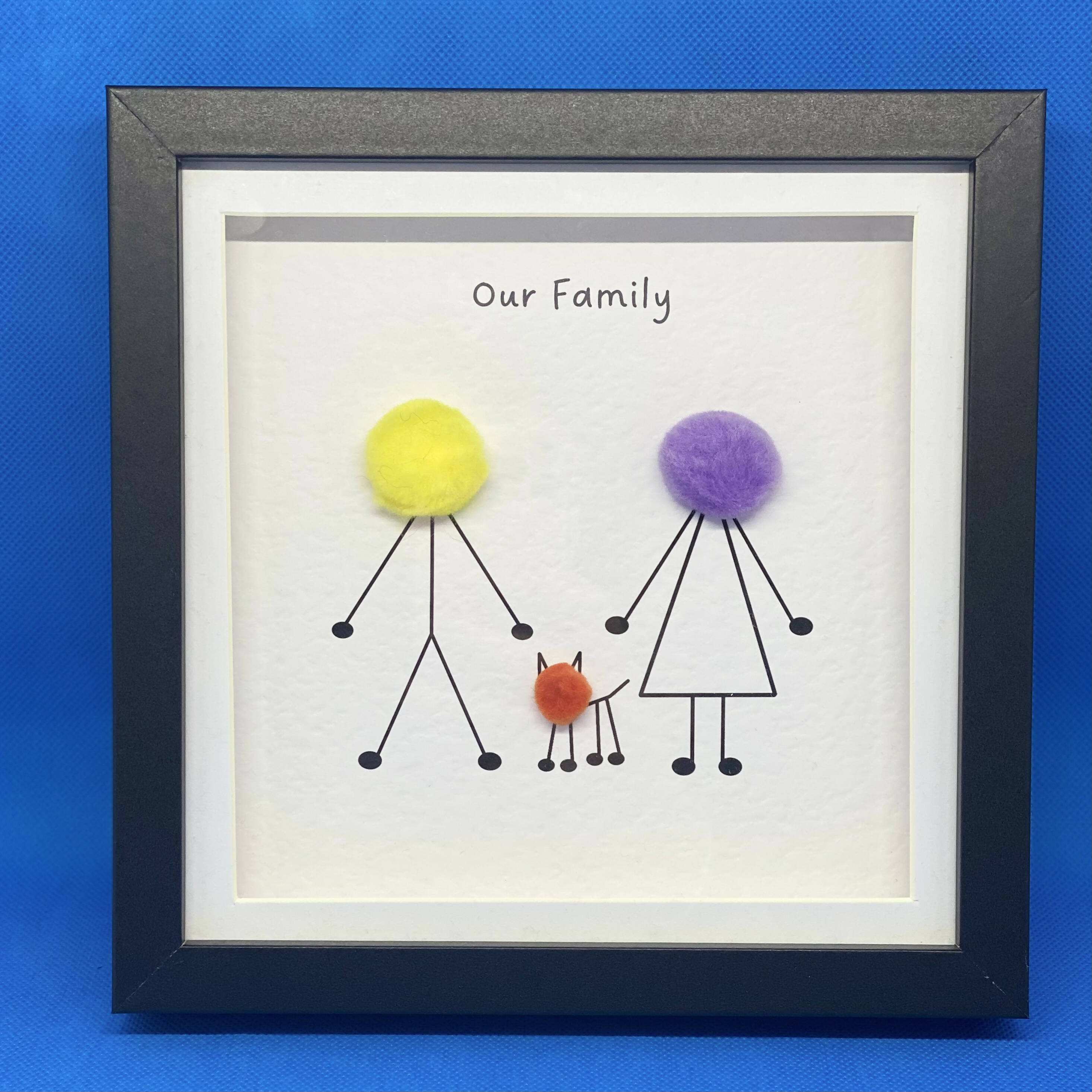 Pom Family Picture- Small square framed