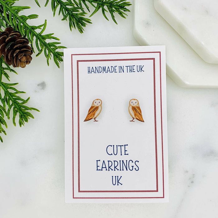 Barn Owl Stud Earrings