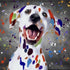 DALMATIAN DOG COLOUR SPLASH FRAMED ARTWORK.