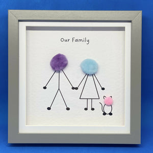 Pom Family Picture- Small square framed