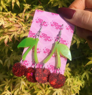 Sparkly Cherry Earrings