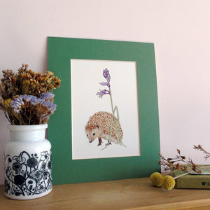 Hedgehog and bluebell Giclee print