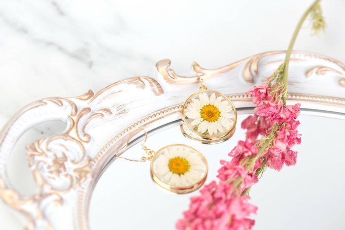 Daisy Circle Earrings Gold Plated