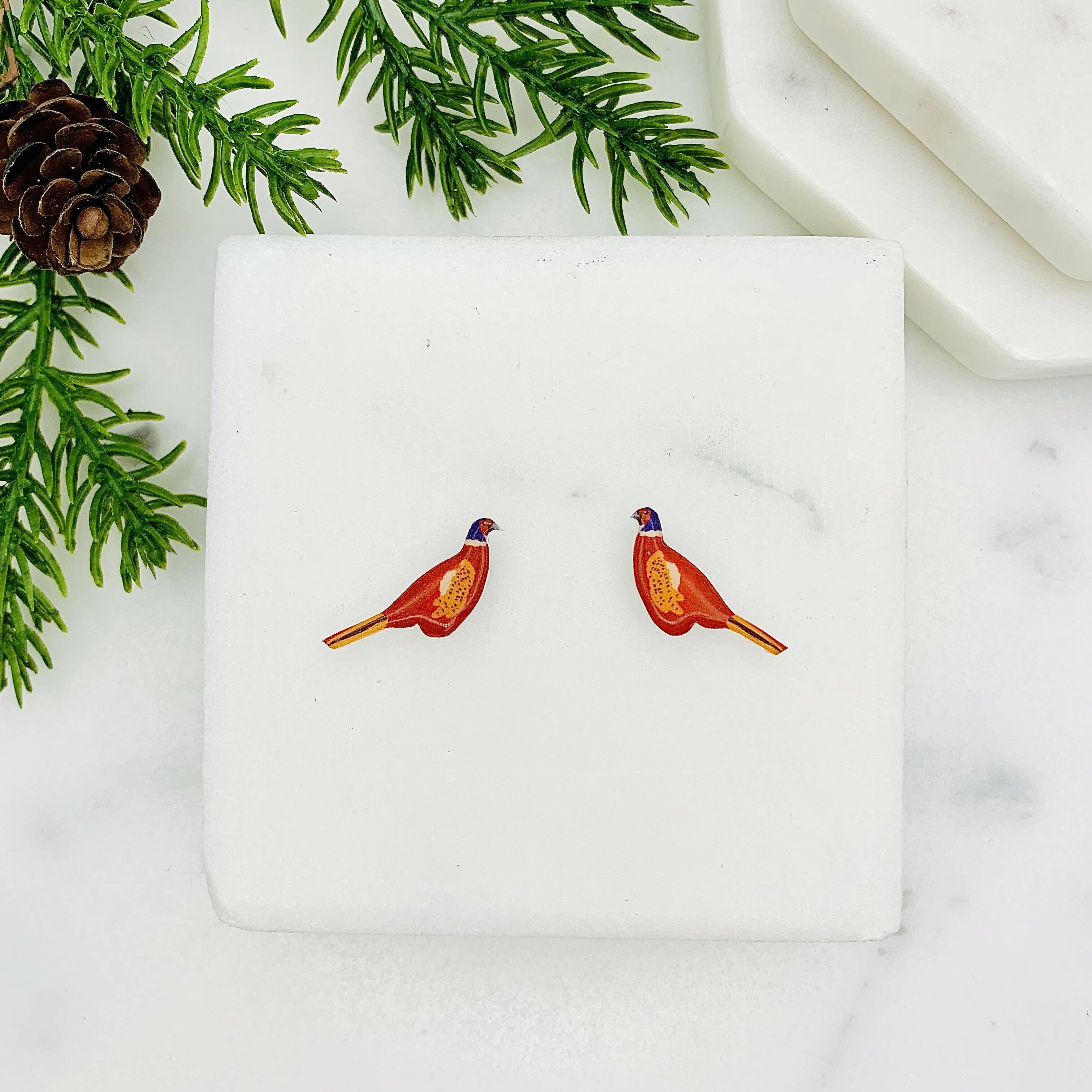 Pheasant Stud Earrings