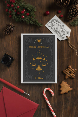 Libra Zodiac Christmas Card