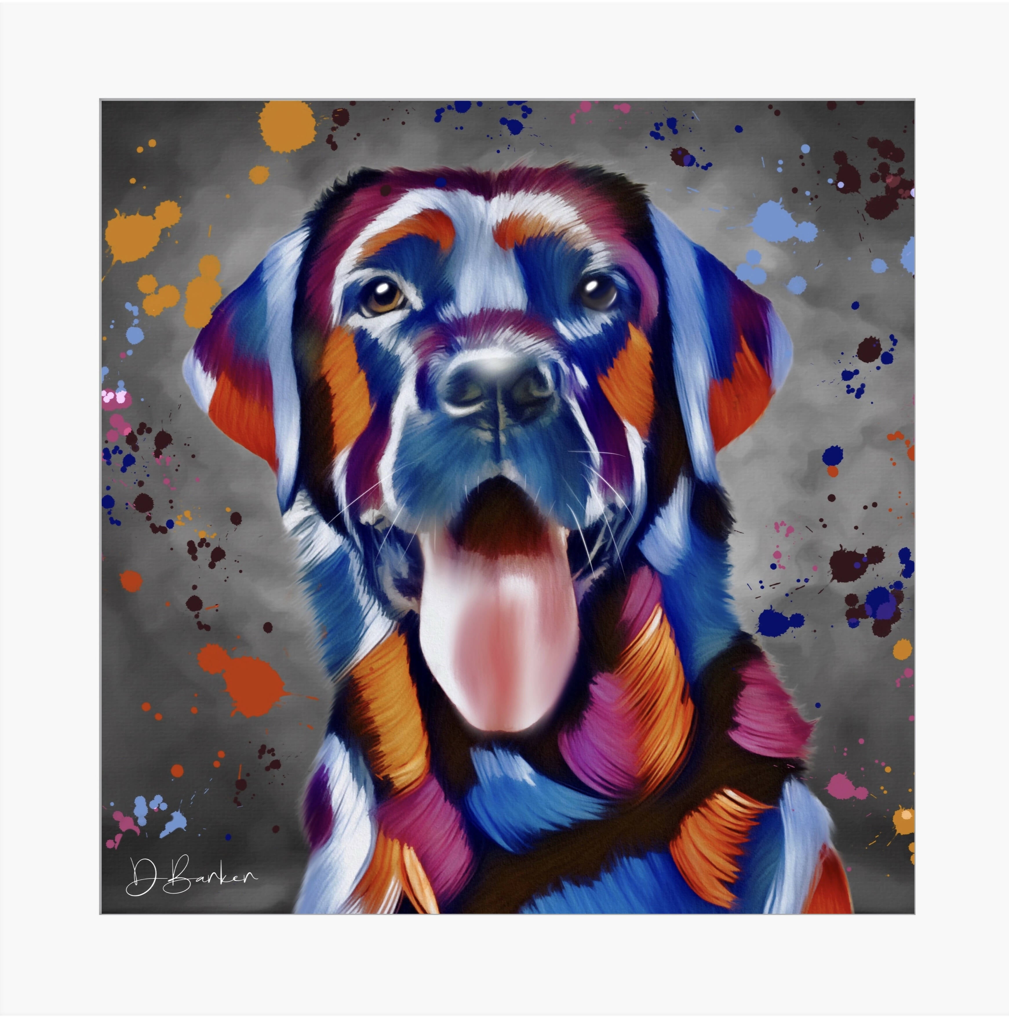 LABRADOR DOG COLOUR SPLASH MOUNTED PRINT