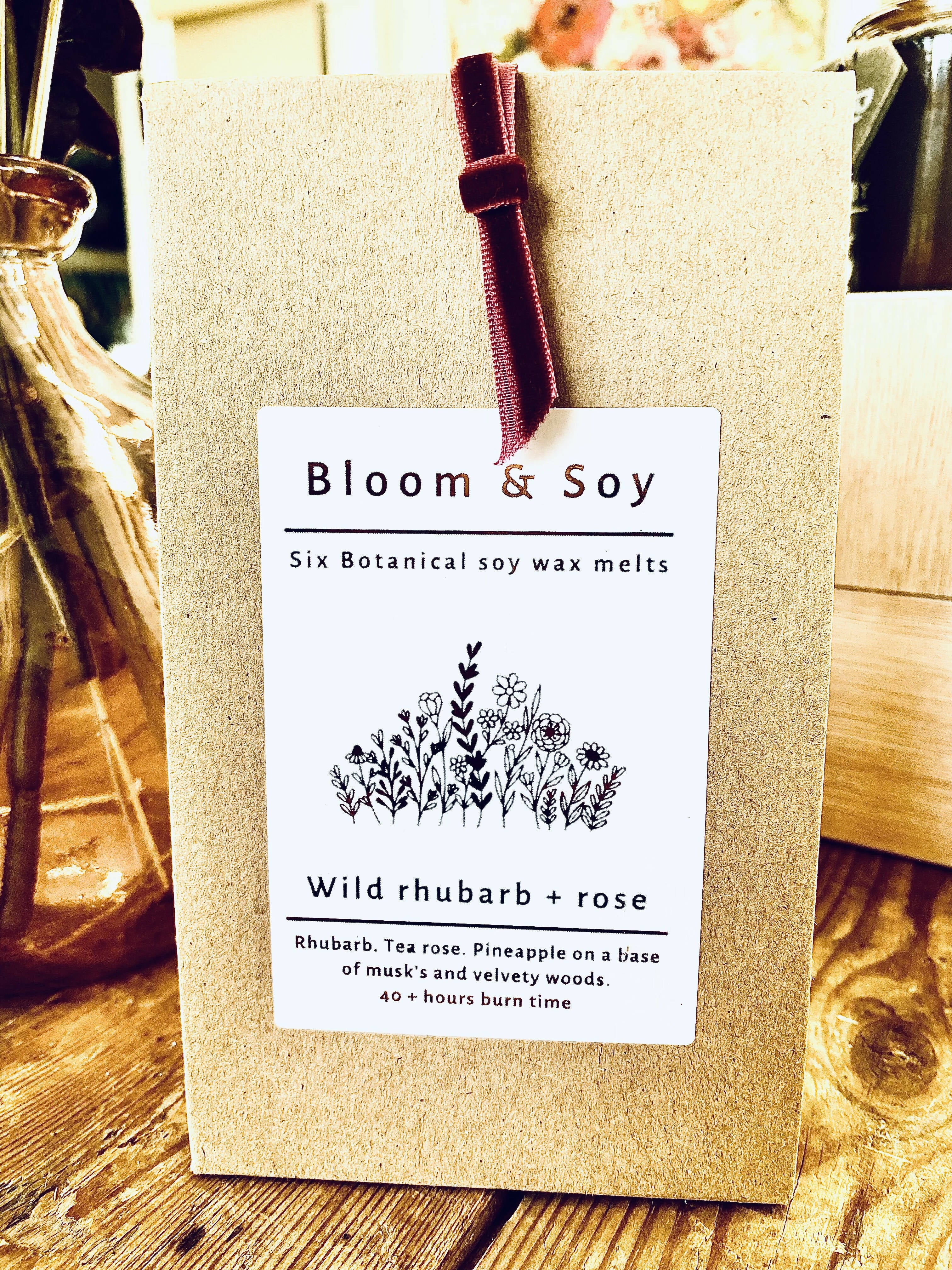 Wild Rhubarb and Rose 6 Botanical Soy Wax Melts