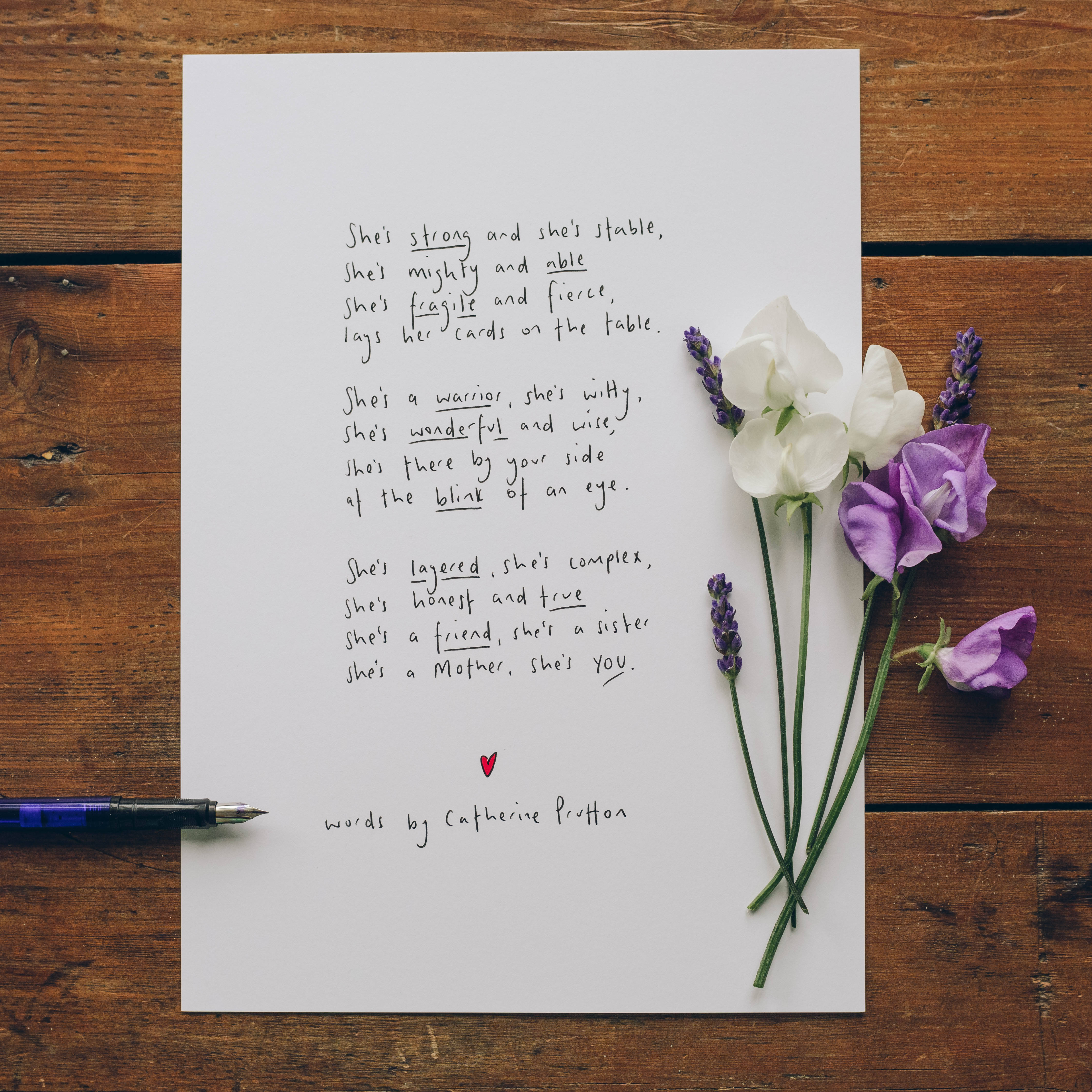 She - handwritten poem print