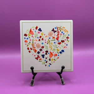 Ceramic Coaster - Botanical heart square