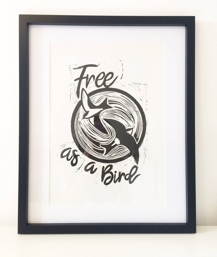 'Free as a Bird' Lino Print