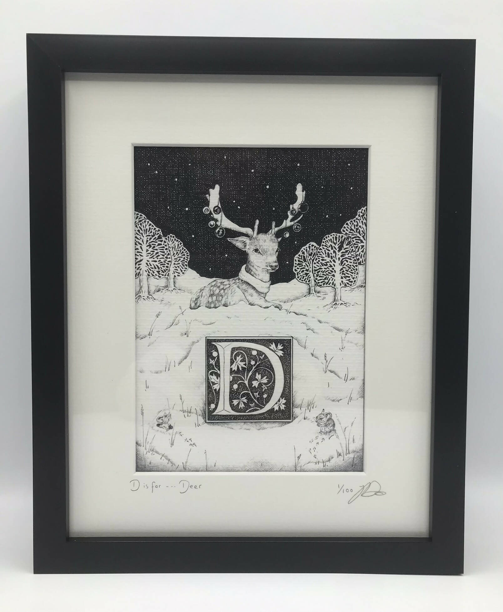 D is for ...Deer Framed Limited Edition Print by Jenny Davies