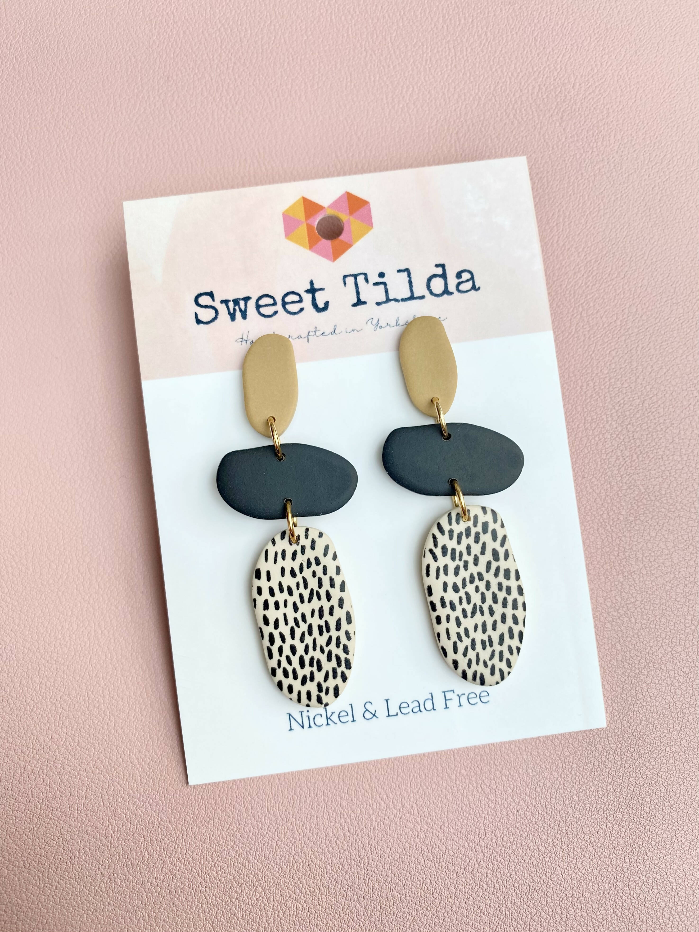 Tan/Black/Dash Statement Earrings