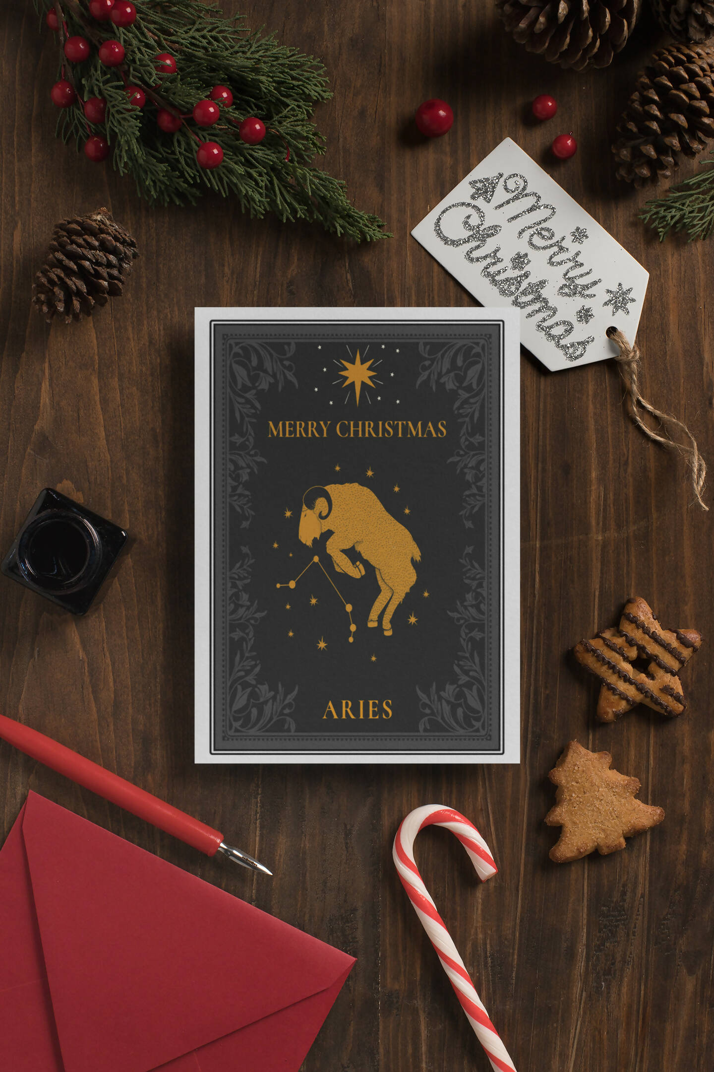 Aries Zodiac Christmas Card