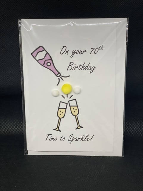 Happy 70th Birthday Glasses - Pom Pom greeting card