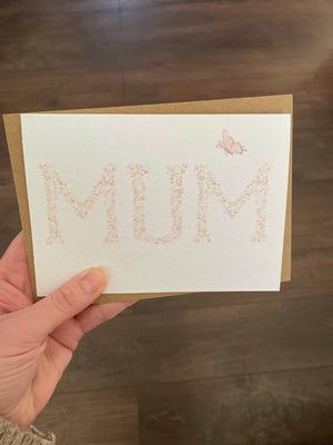 Floral Text Mum card