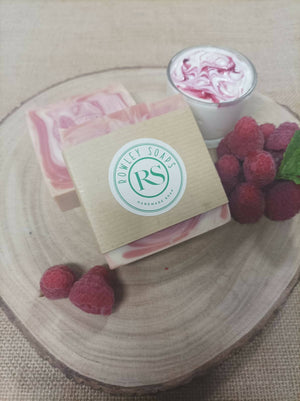 Raspberry Ripple cold processed soap bar