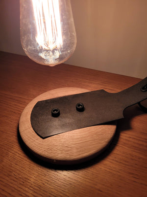Oak and Steel Curved Hanging Lamp - 1028