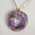 Blue Corn Flower Petals and Gold Leaf Donut Circle Necklace Gold Plated