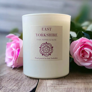 Edge of the Wolds East Yorkshire Pink Pepper and Rose Scented Candle 160g