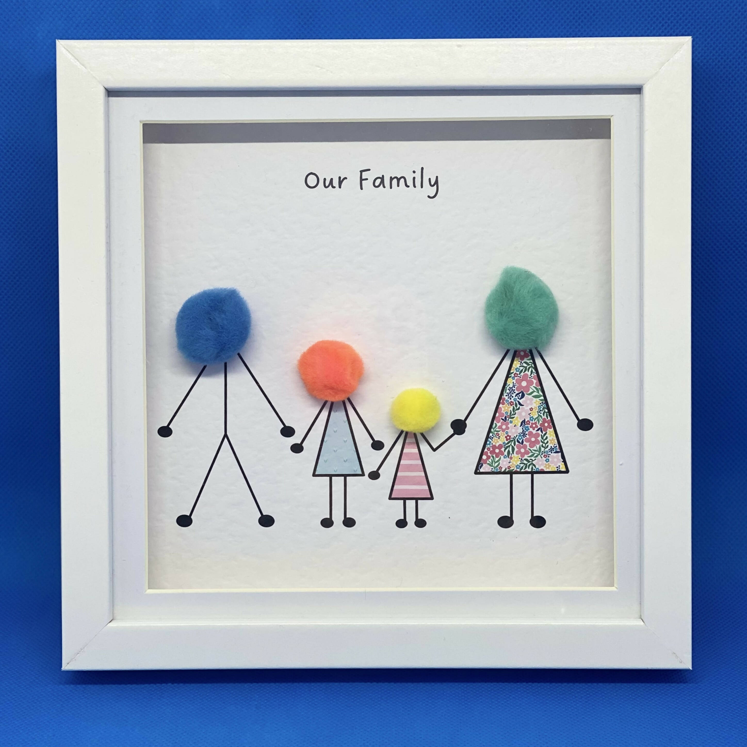 Pom Family Picture- Small square framed