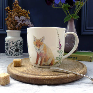 Fox and foxglove mug