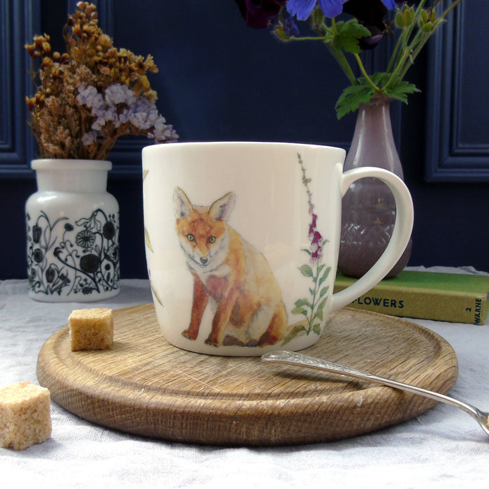 Fox and foxglove mug