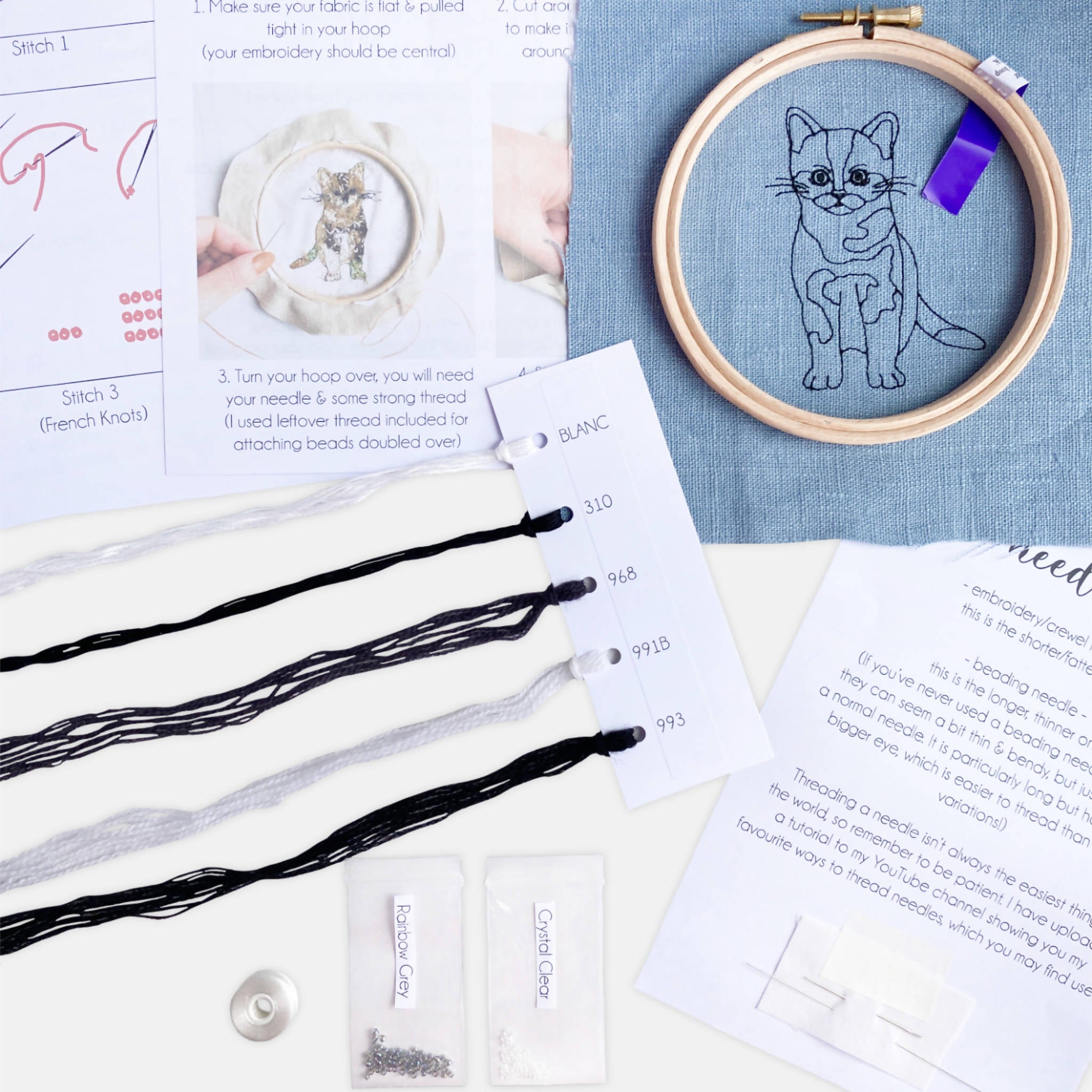 Cat Modern Embroidery Kit | Fun DIY Project | Art & Soul