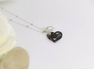 Rustic Heart & Pearl Necklace
